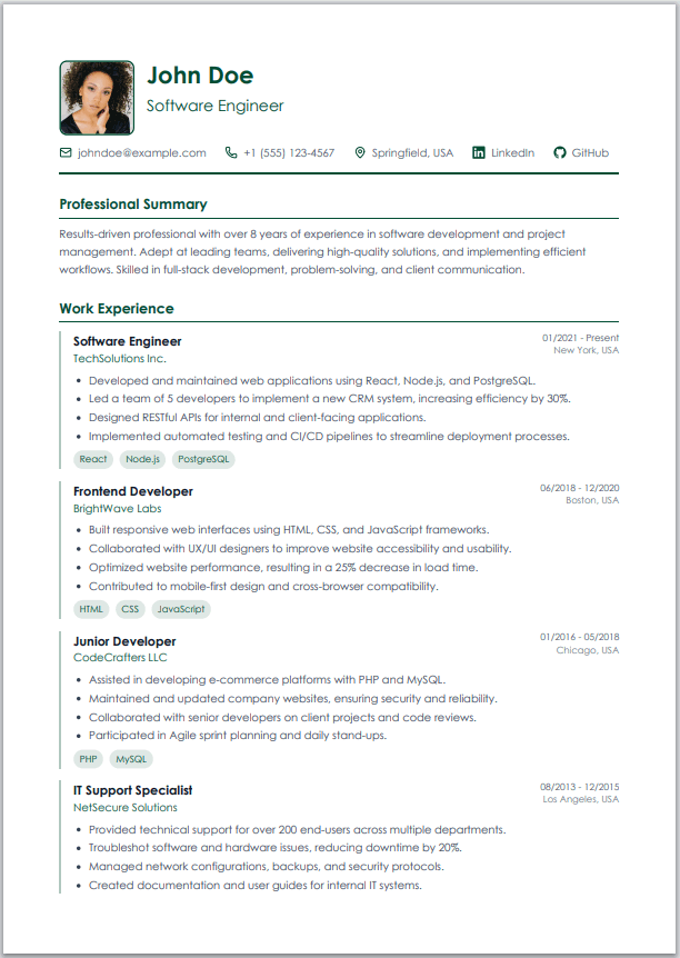 Modern ATS CV Template