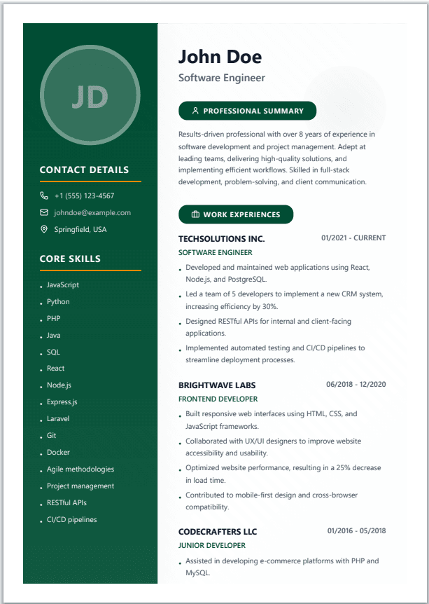 Clean Modern CV Template